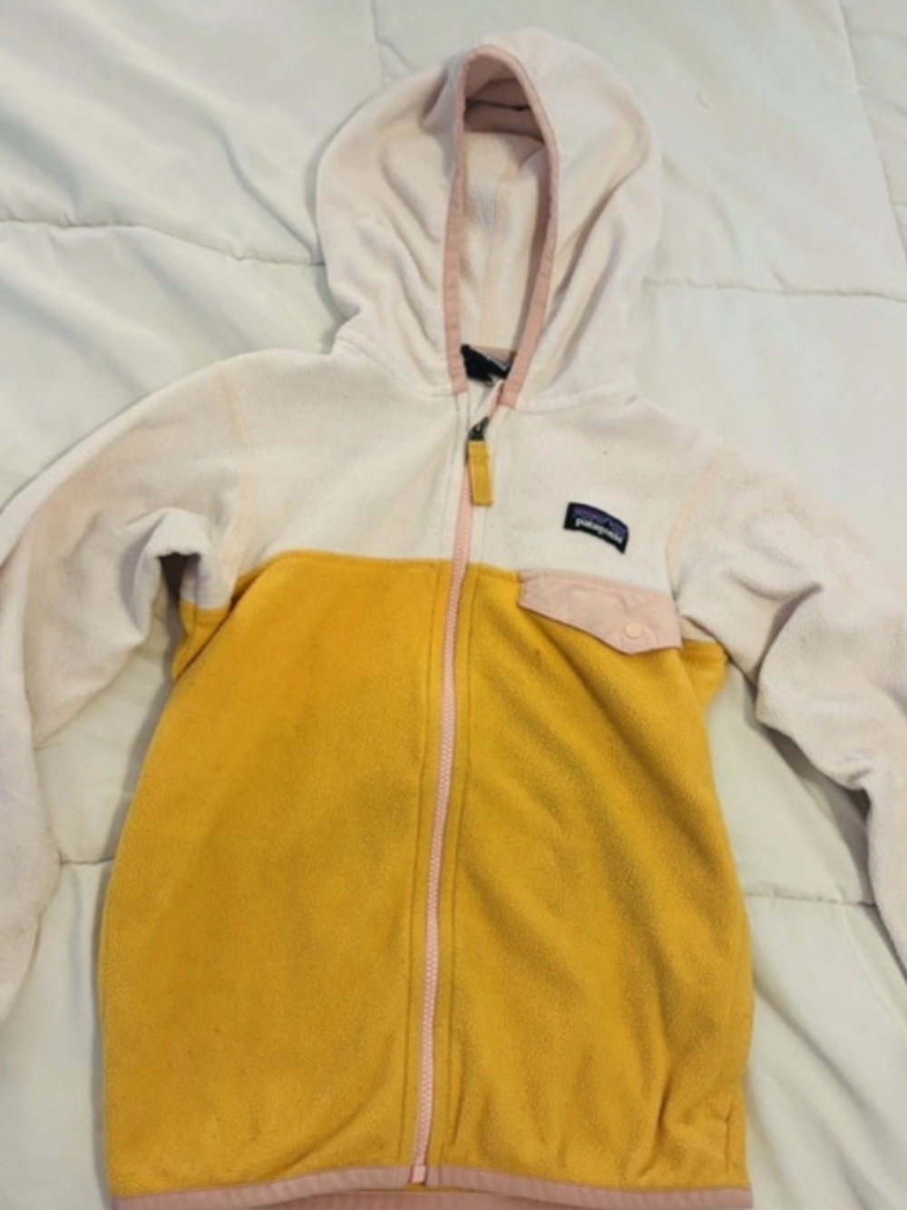 Patagonia Kids Two-Tone Fleece Jacket - Yellow & Light Pink size 5T